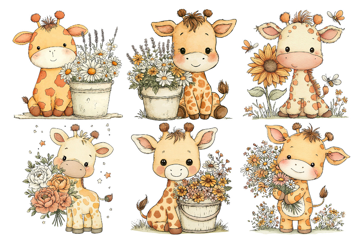 Cute Baby Giraffe Clipart, an Animal Illustration by Creative Art (Photo 7 of 7)
