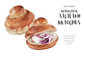 Sicilian Brioche Watercolor Clipart
