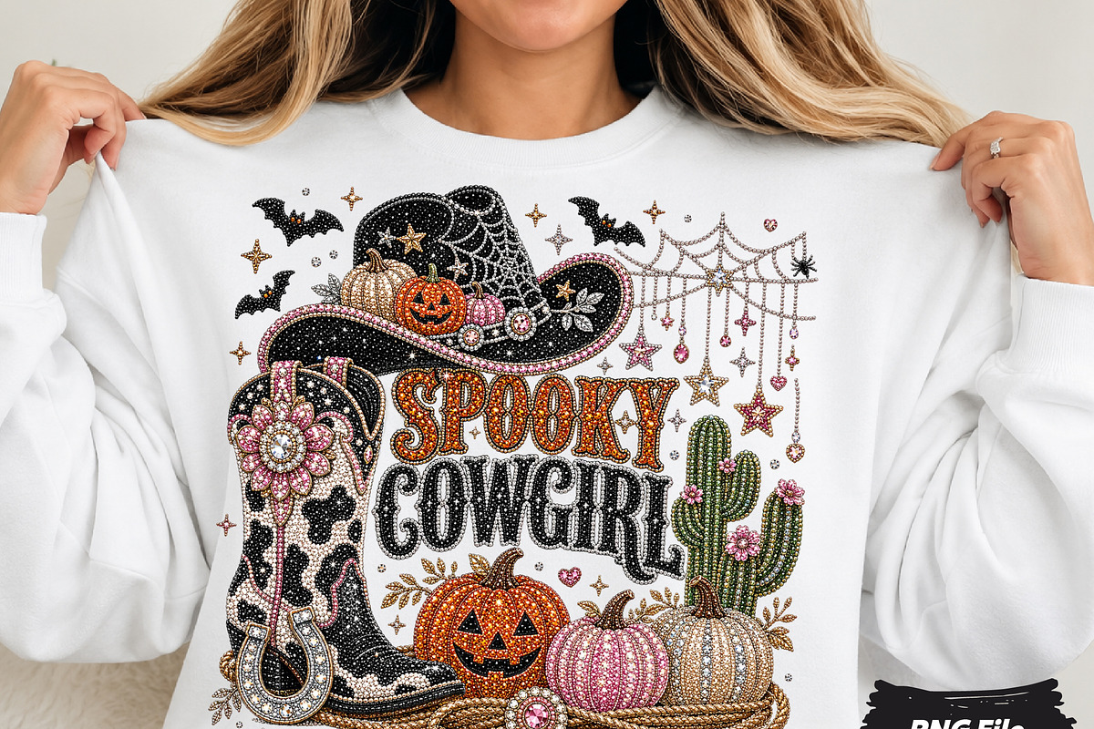Rhinestone Western Spooky Cowgirl, a Seasonal Illustration by DreamCafeArt (Photo 1 of 6)