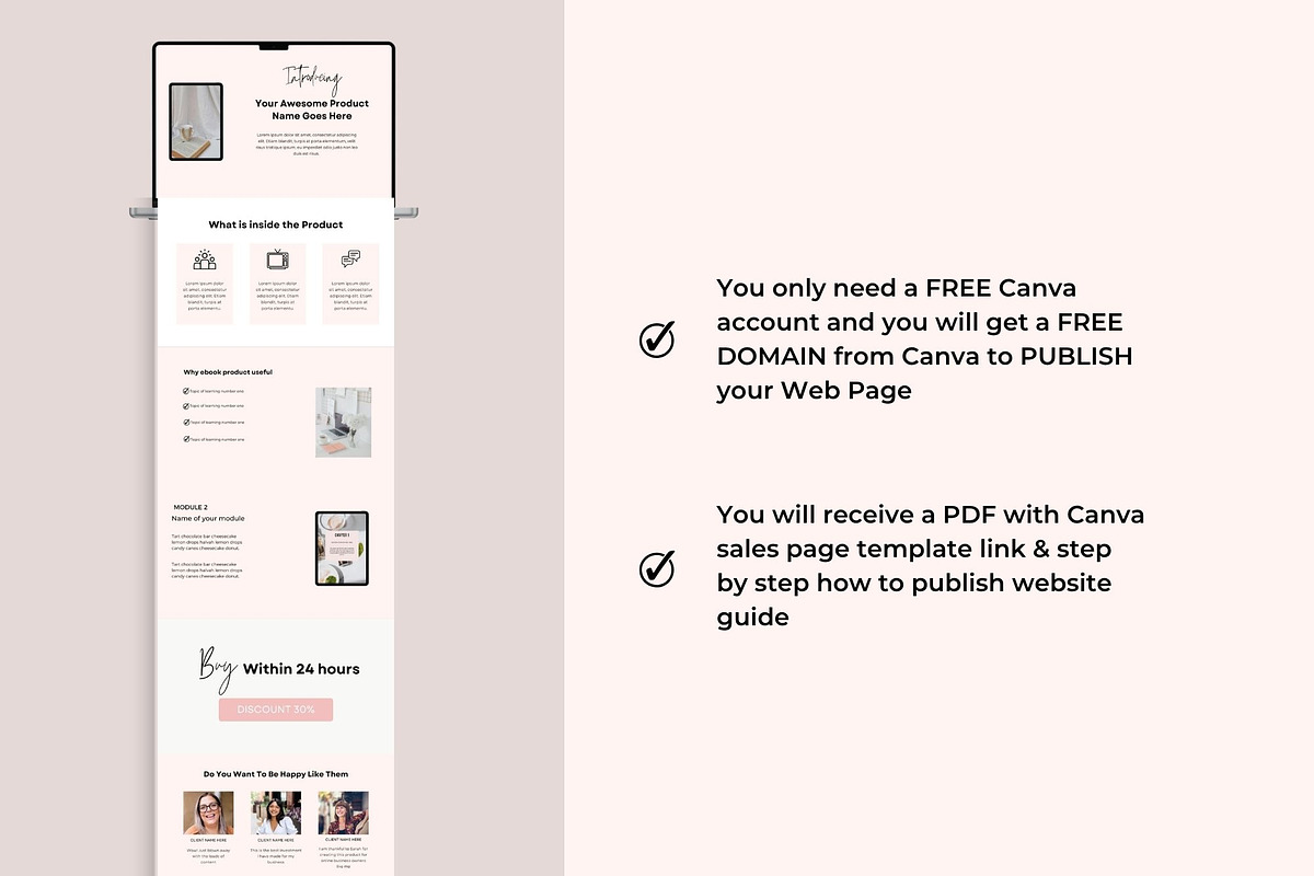 Landing Page Sales Page Canva, a Landing Page Template by Deepa Template Studio (Photo 4 of 9)