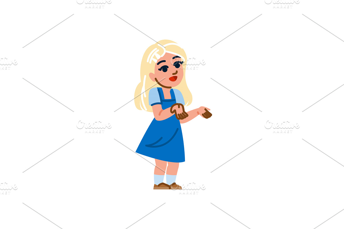Blonde girl showing something with, an Object Illustration by pikepicture
