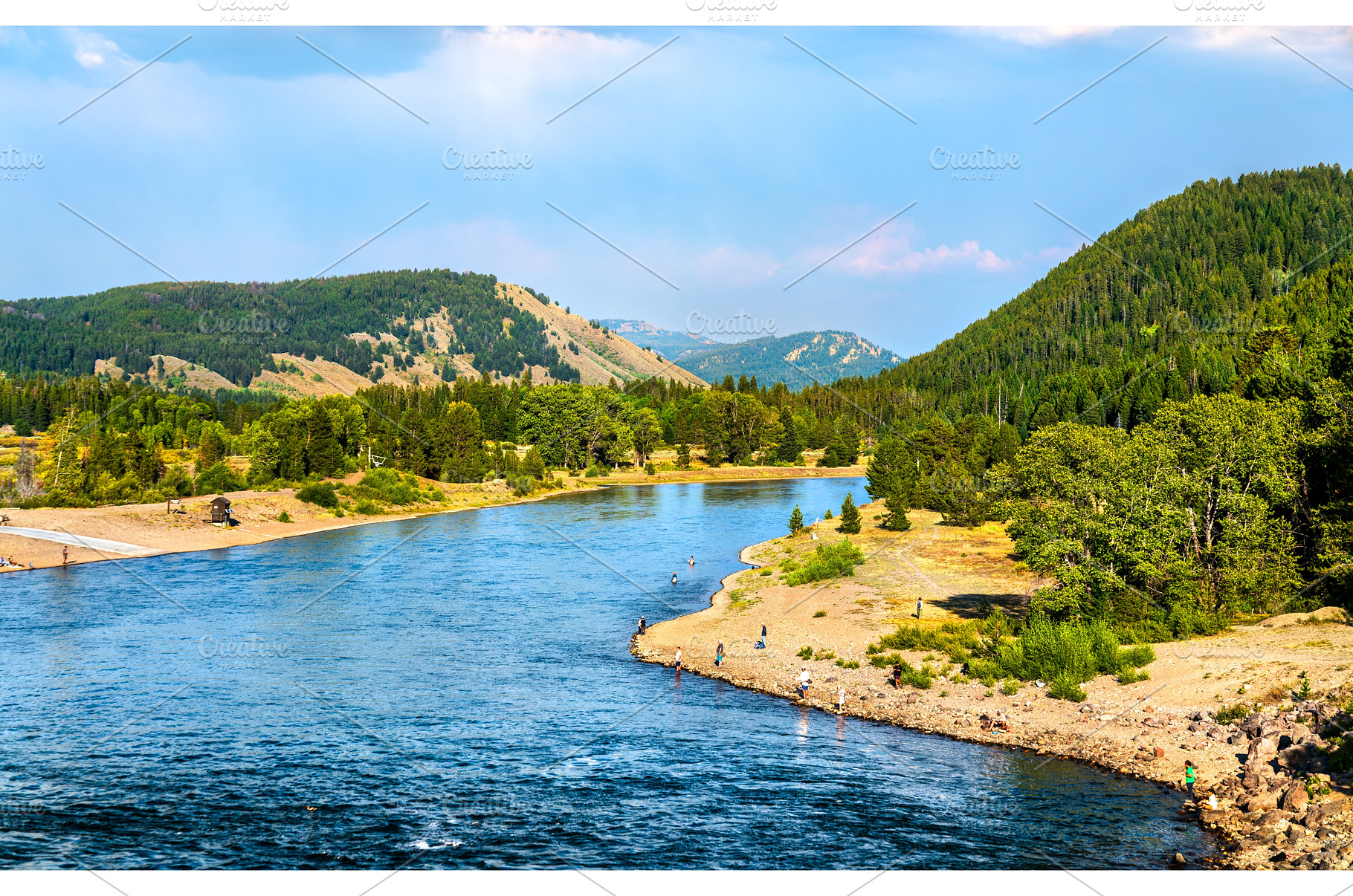 Fishermen along Snake River in Grand, a Nature Photo by Leonid Andronov