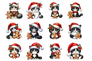 Funny Christmas Cat Clipart, an Illustration by Design Market (Thumbnail 2 of 3)
