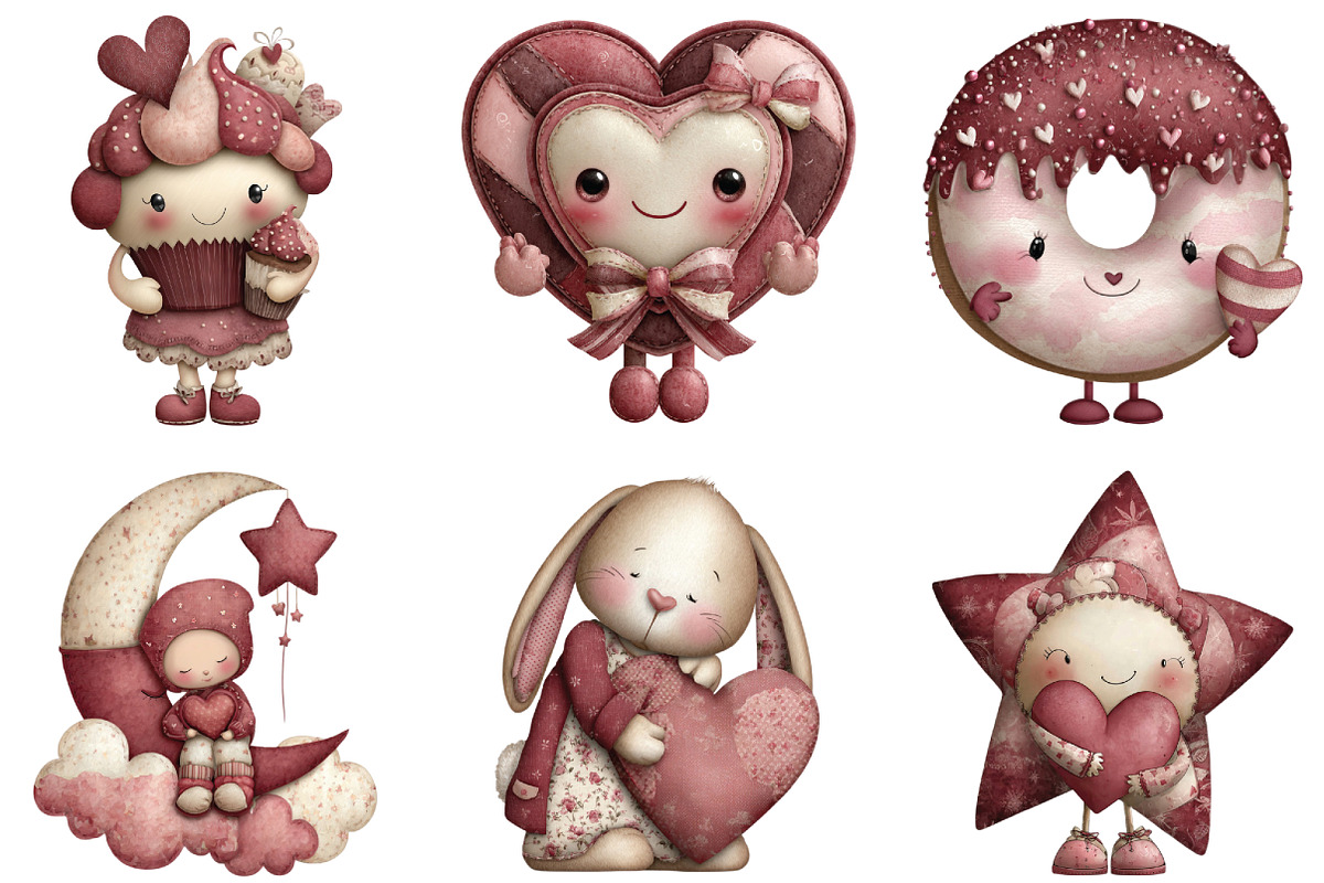 Kawaii Valentines Clipart, an Illustration by CraftArtStudio (Photo 3 of 6)