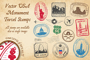US Monument Vector Travel Stamps 3, an Illustration by Pingebat (Thumbnail 1 of 2)