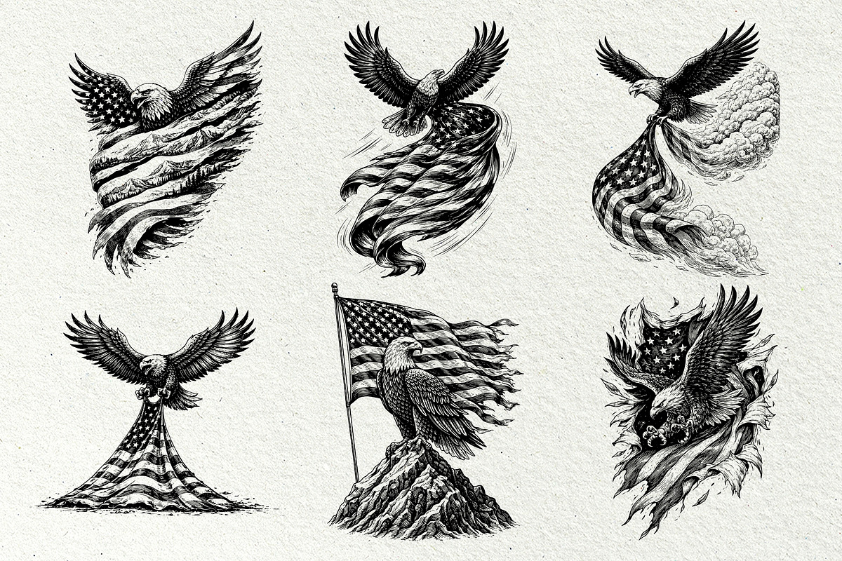 Patriotic Eagle Flag Graphics, a Seasonal Illustration by DENIDigitalArtSudio (Photo 7 of 9)