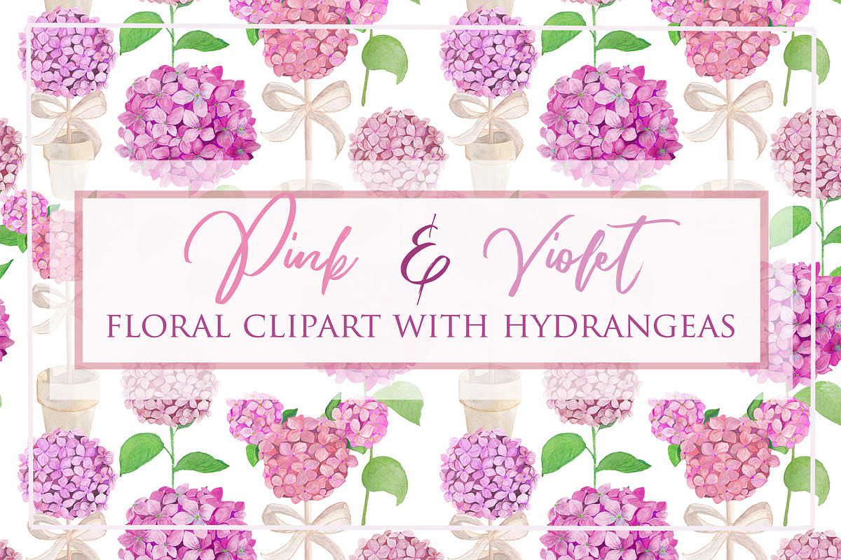 Pink Violet Floral Clipart, Patterns, an Illustration by ColorfulNest (Photo 1 of 7)