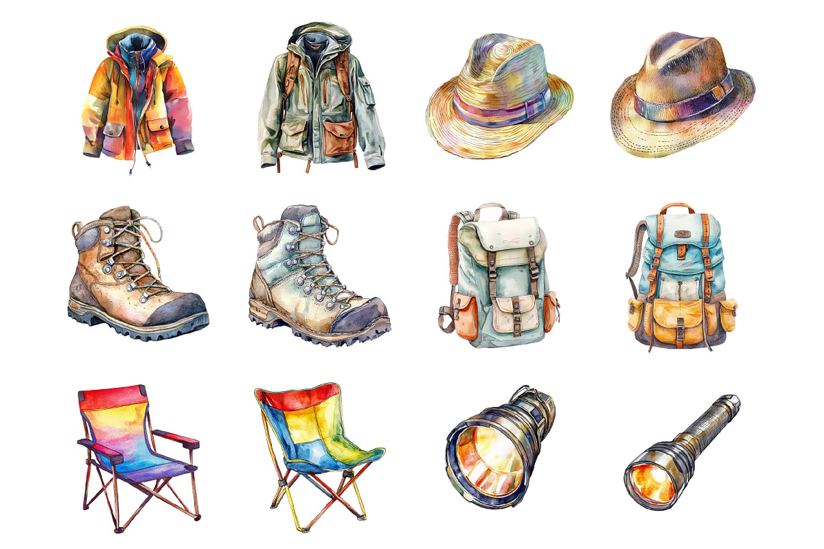 Watercolor Hiking and Camping, an Illustration by Design Market (Photo 3 of 3)