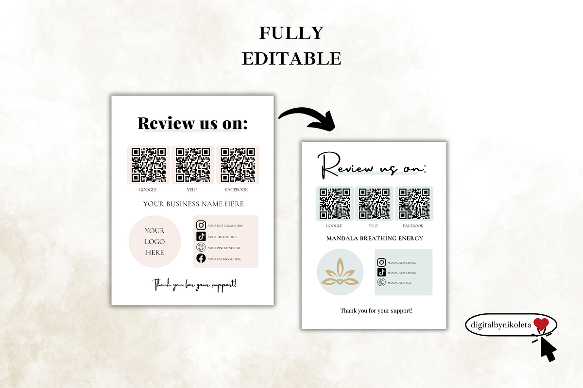 Review Us Business Sign Template, a Print Template by Digital By Nikoleta (Photo 6 of 9)