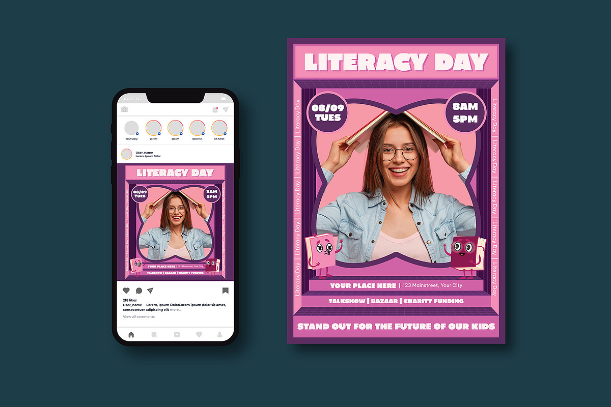 World Literacy Day Flyer, a Flyer Template by iDoodle Studio