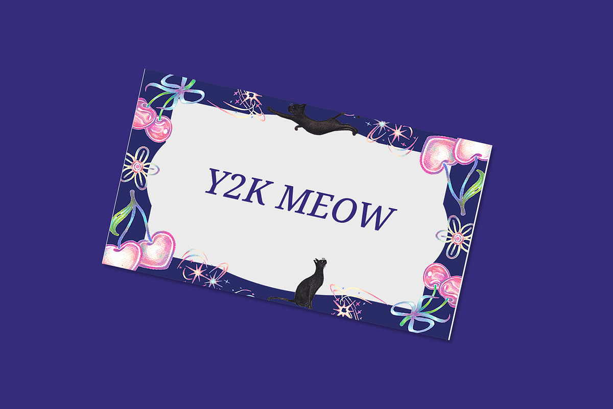 Y2K Galaxy Meow Hand Drawn Digital, an Animal Illustration by CreativeValuation (Photo 11 of 12)
