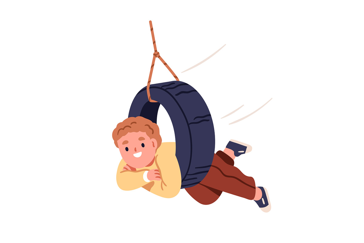 Happy cute kids swinging set, a Person Illustration by Good Studio (Photo 4 of 11)