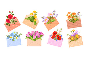Cartoon flowers envelope. Spring, an Object Illustration by Stock-Smart-Start