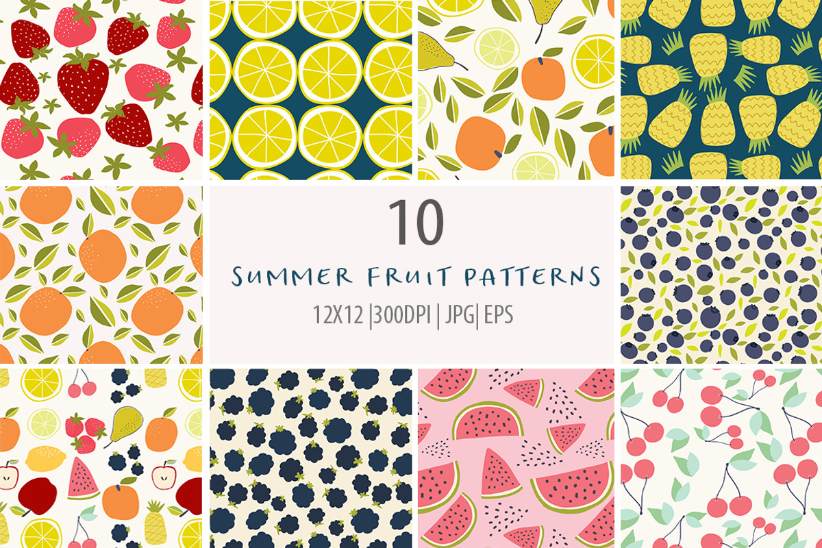 Summer Fruit Patterns and Elements, a Pattern Graphic by Sweet Fig (Photo 2 of 6)