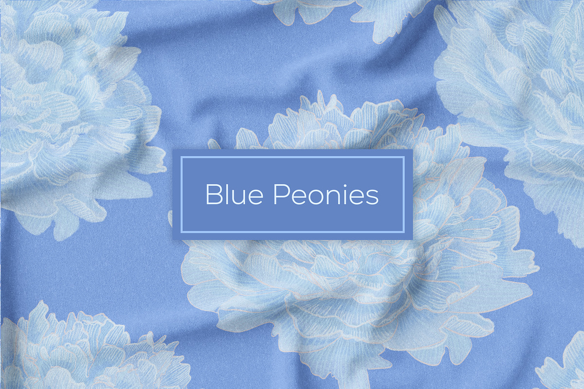 Blue Peonies seamless patterns, a Pattern Graphic by ANAKOTO (Photo 10 of 16)