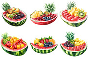 Watermelon Boat with Fruit Clipart, an Illustration by Pixels.Craft (Thumbnail 3 of 9)