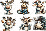 Quirky Reindeer Clipart, an Illustration by Black Bird Studio (Thumbnail 5 of 5)