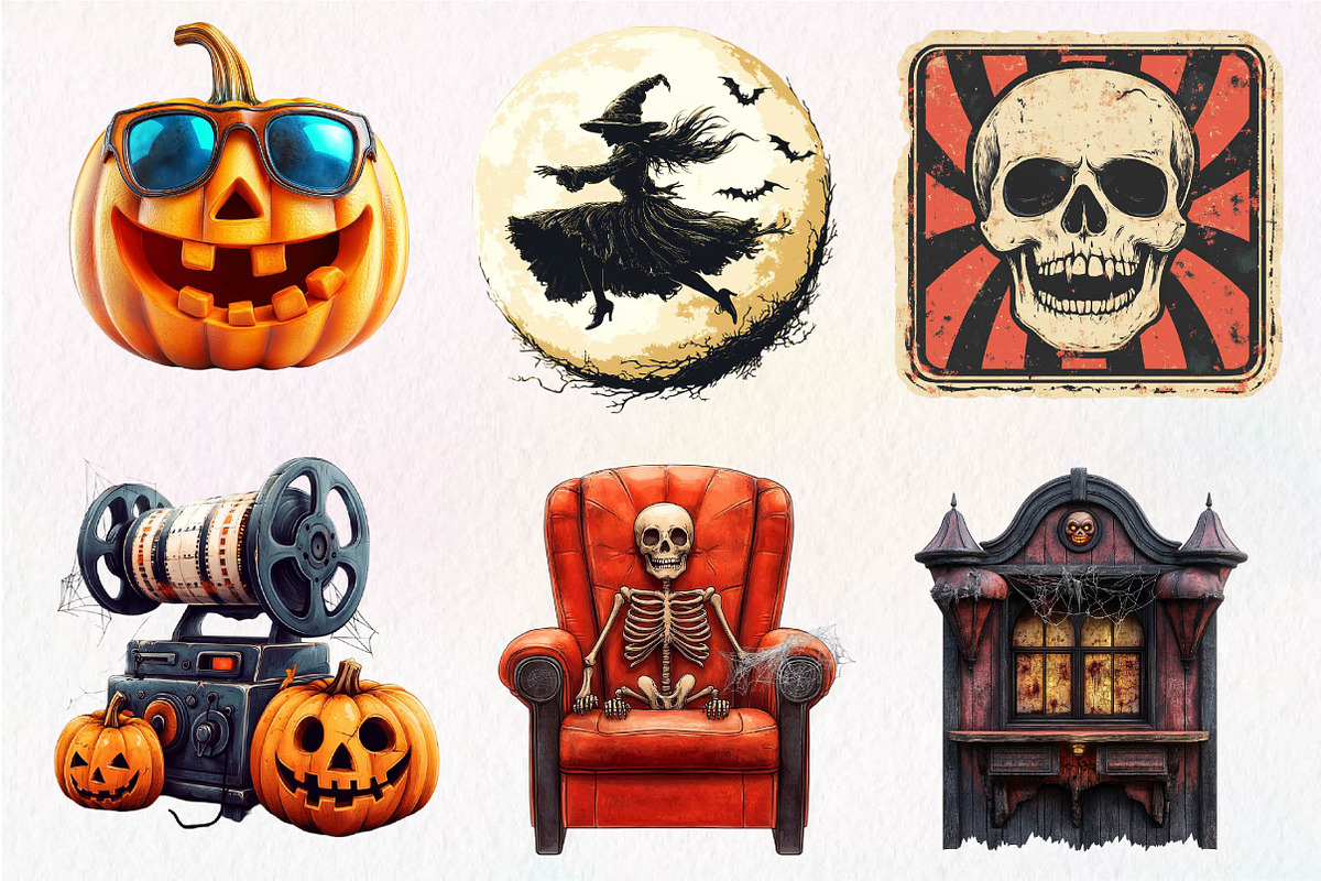 Vintage Halloween & Cinema Clipart, an Illustration by Dream Creation (Photo 6 of 7)