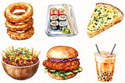 Watercolor Fast Food Clipart, an Illustration by OK Design (Thumbnail 5 of 5)
