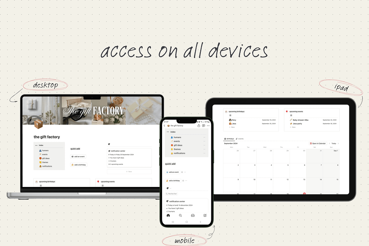Gift factory - Notion template, an App Template by Iasan Design (Photo 5 of 7)