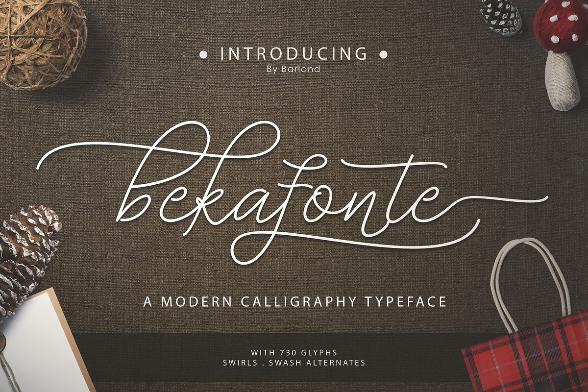 Bekafonte Typeface, a Script Font by Barland Design (Photo 1 of 8)