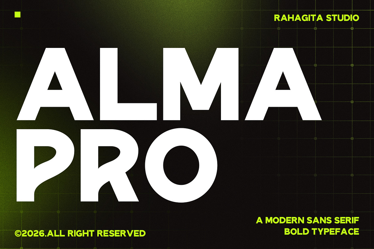 Alma Pro - Bold Modern Sans Serif, a Sans Serif Font by Rahagita Studio (Photo 1 of 10)