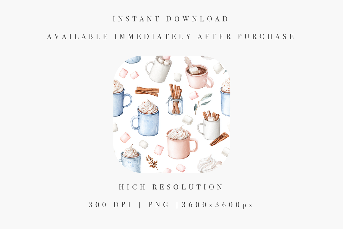 Hot Chocolate Seamless Pattern, a Decorative Illustration by Pati Charm Studio (Photo 2 of 7)