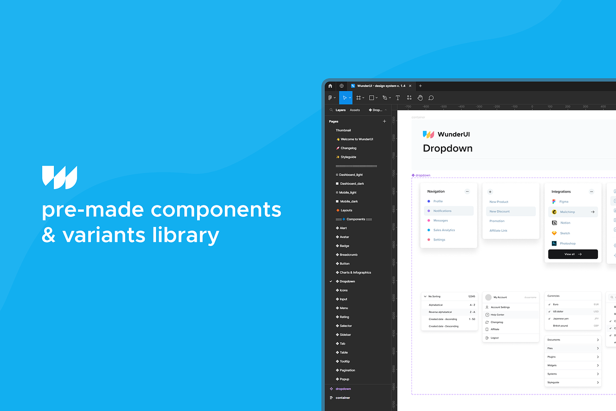 WunderUI - Design System & UI Kit, an UI Kit Template by KL-Webmedia (Photo 2 of 8)
