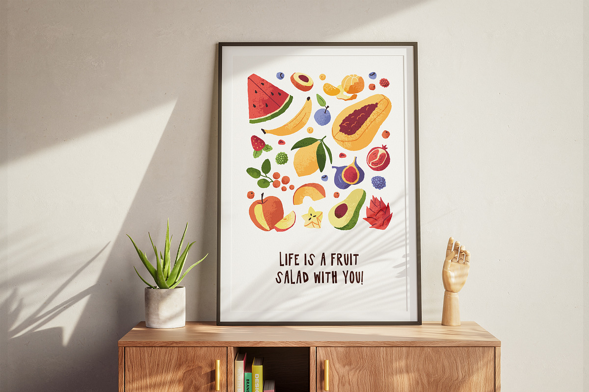 Fruits, berries set, patterns, cards, a Food Illustration by PaperTrident (Photo 12 of 13)