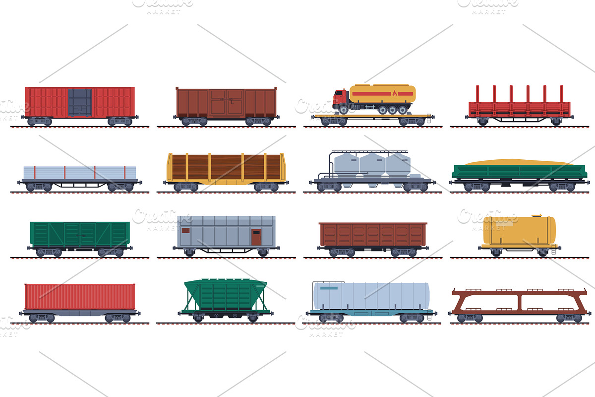 Freight train wagons. Railway, a Transportation Illustration by YummyBuum