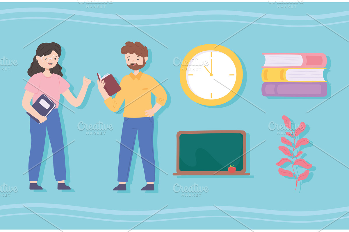 teachers with books, a Person Illustration by studiogstock