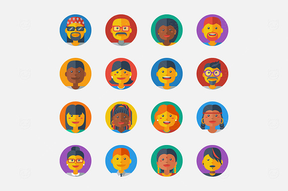 16 Flat People Avatars