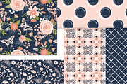 Navy and Blush Floral Patterns, a Pattern Graphic by Wild Twig Co (Thumbnail 6 of 7)