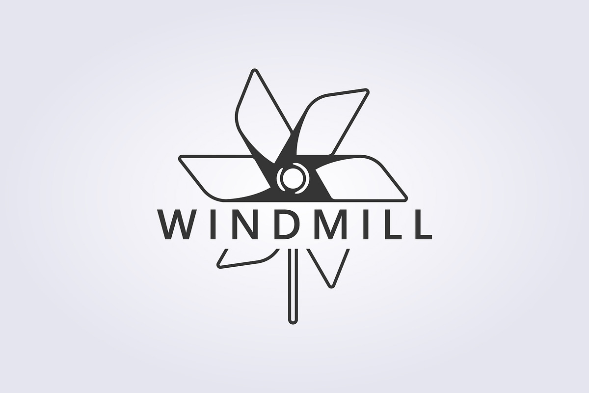 windmill icon logo line art, a Branding & Logo Template by Lodzrov