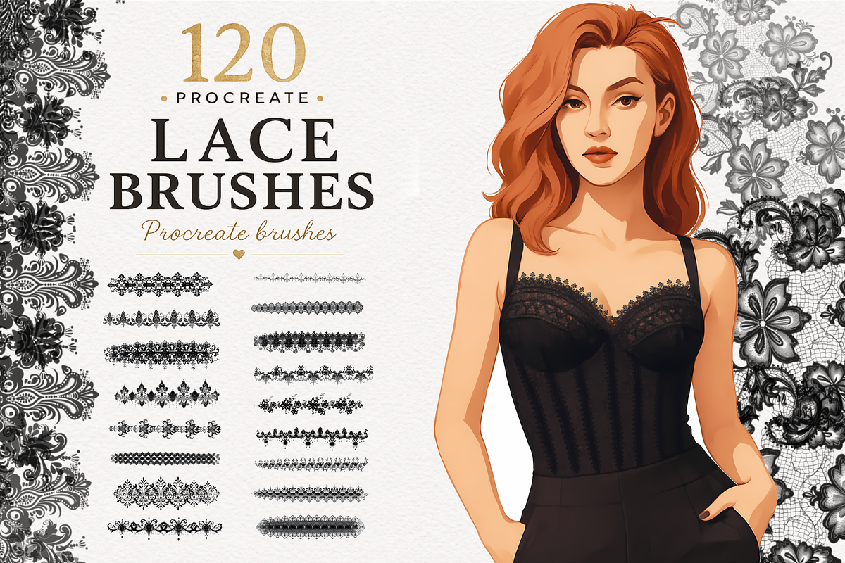 Procreate Lace Border Brushes, a Brush Add-On by HopeArtIllustration (Photo 1 of 5)