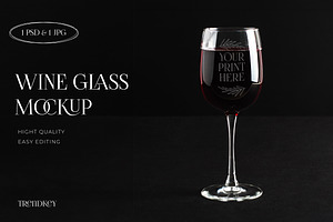 Wine glass mockup (glassware), a Product Mockup by TrendkeyMockups