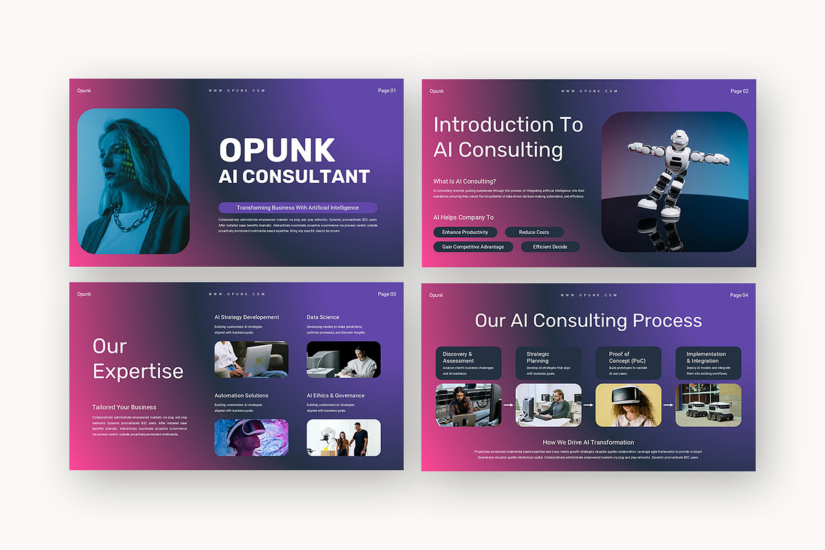 Opunk : AI Consultant Google Slides, a Presentation Template by Punkl Camp (Photo 2 of 16)