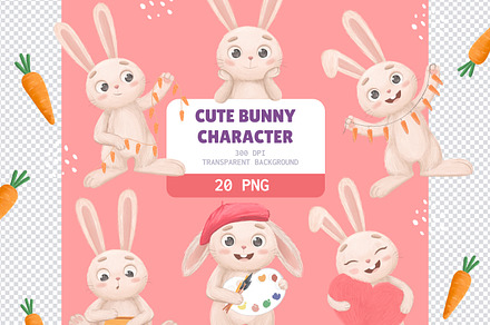 Cute Cartoon Bunny PNG