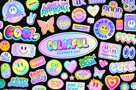 COLORFUL - POP STICKERS VECTOR SET