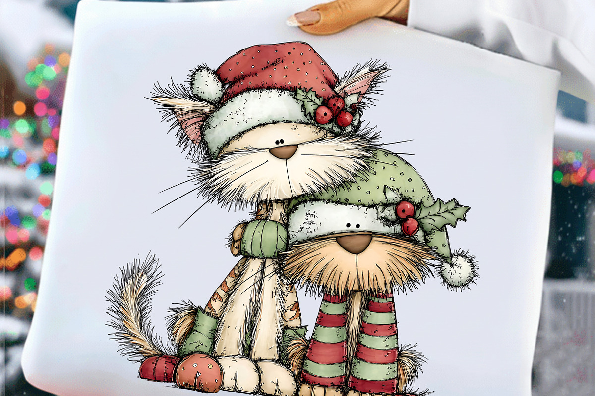 Whimsical Christmas Cats And Dogs, an Illustration by Craft Nest (Photo 5 of 8)