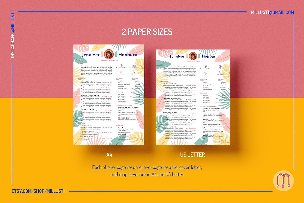 Natural Tropical Leaves Resume Canva, a Resume Template by Millusti (Photo 4 of 9)