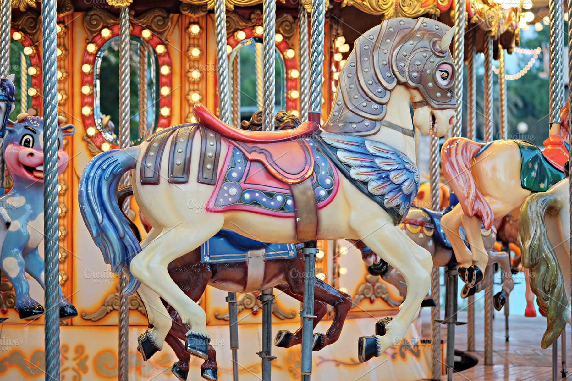 Vintage carousel horses containing carousel, horses, and round, an Arts & Entertainment Photo by Kynamuia