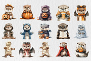 Halloween Cute Otter Clipart, a Seasonal Illustration by Rose Art (Thumbnail 2 of 5)