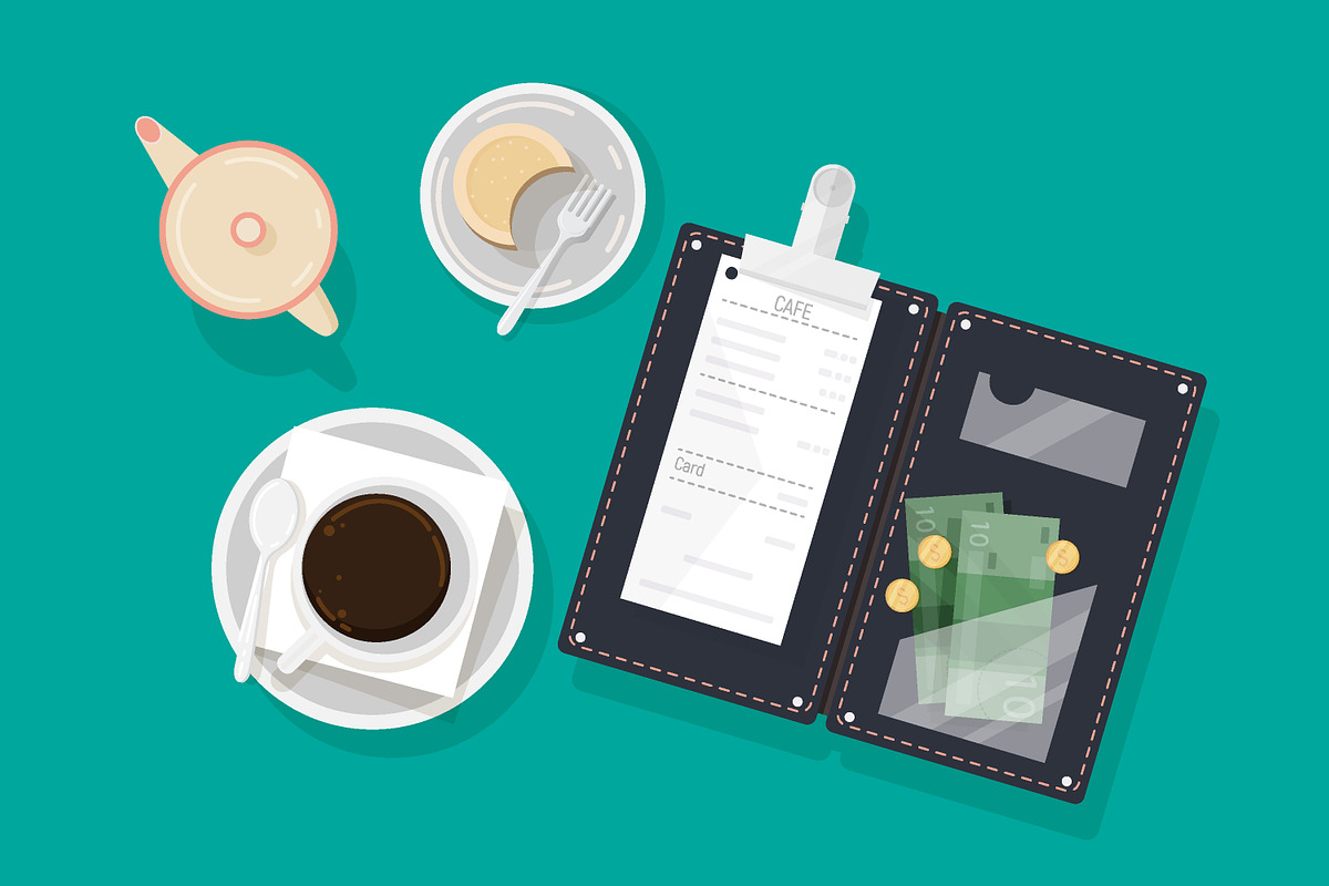 Cafe bill or check illustration, a Food Illustration by Good Studio (Photo 3 of 3)