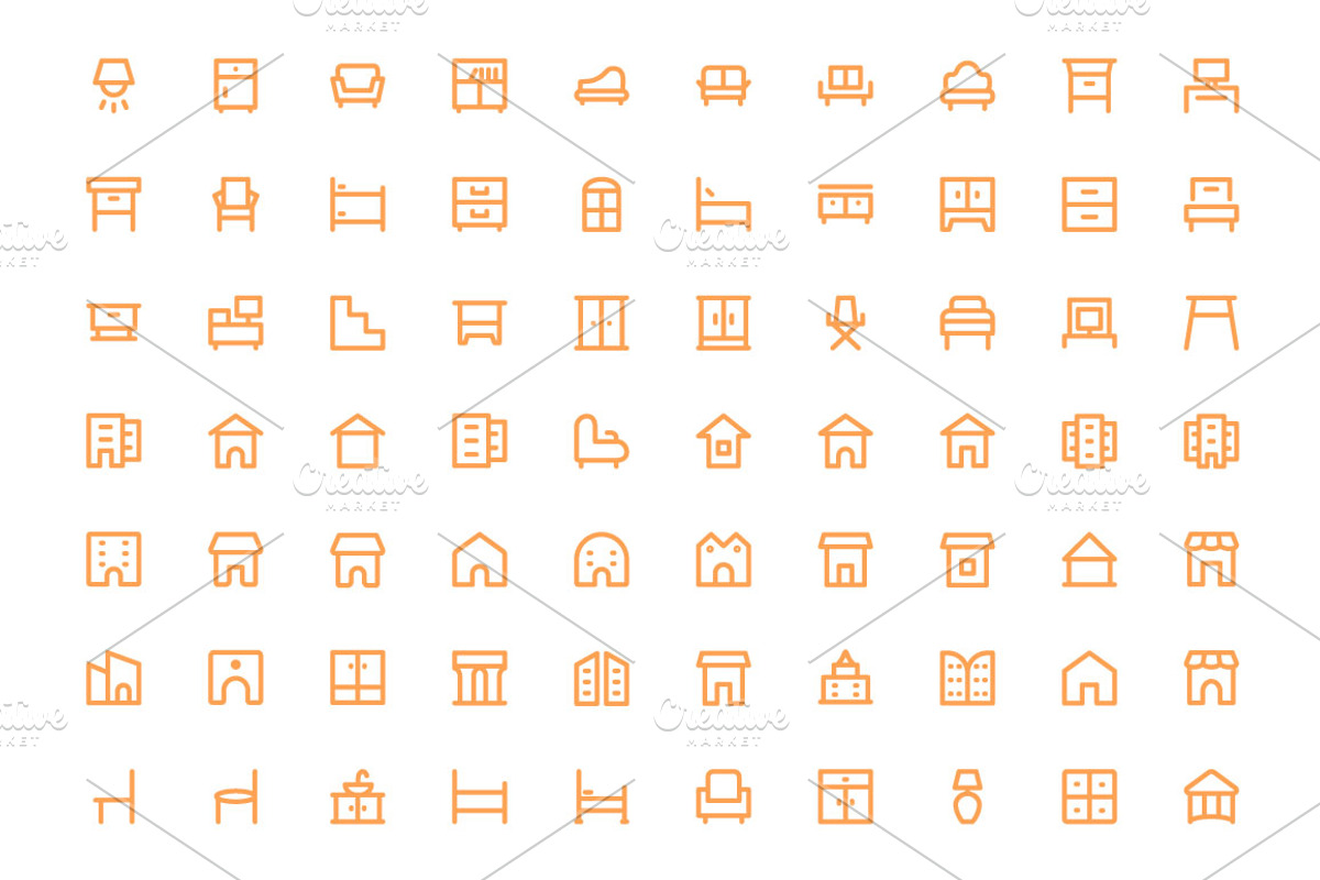 375+ Buildings and Furniture Icons preview 4