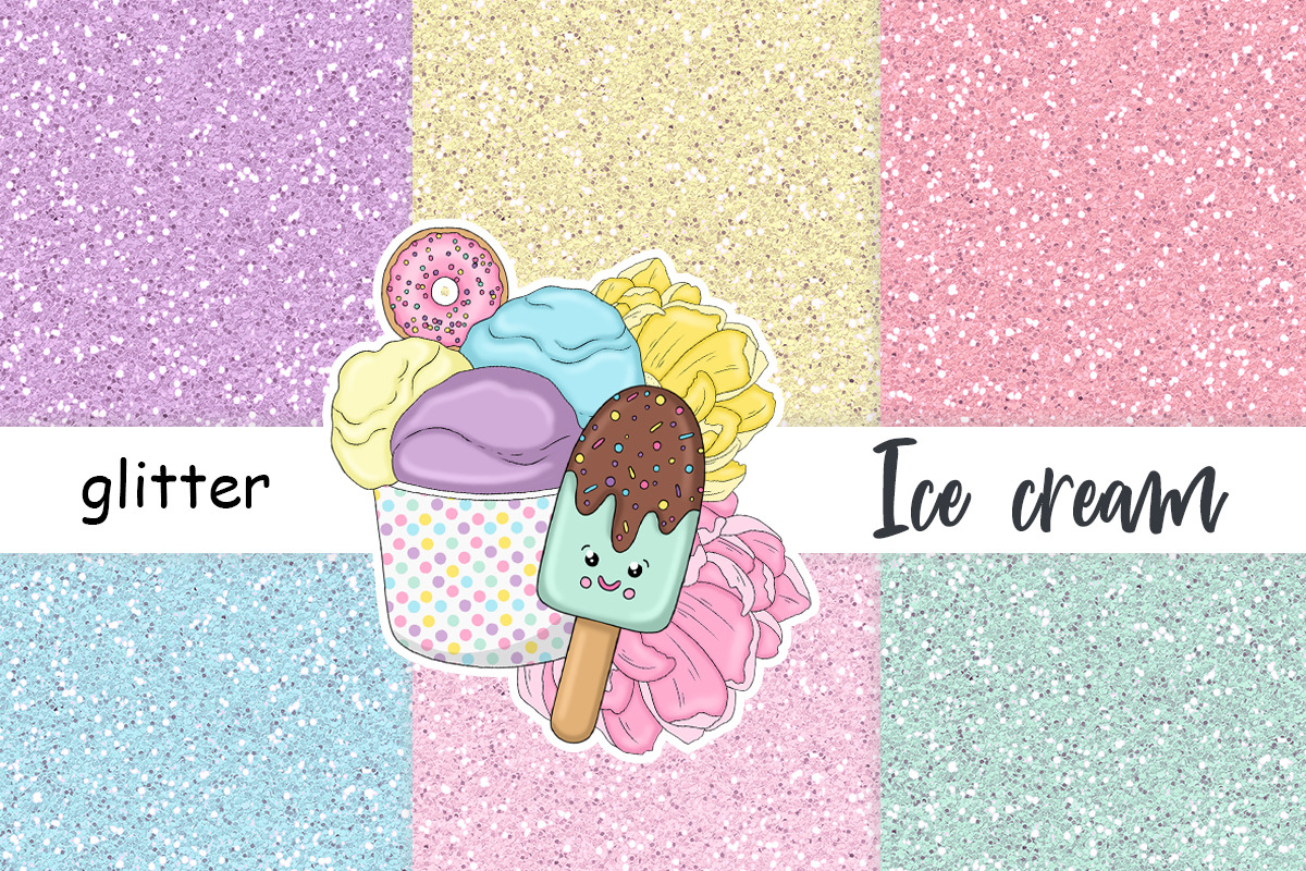 Ice Cream Glitter | Pastel Paper, a Texture Graphic by GlamArtZhanna (Photo 2 of 3)