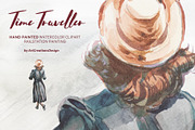 Watercolor Time Traveller Clipart, a Transportation Illustration by ArtCreationsDesign (Thumbnail 3 of 12)