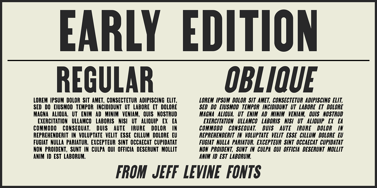 Early Edition JNL, a Sans Serif Font by Jeff Levine Fonts (Photo 1 of 5)
