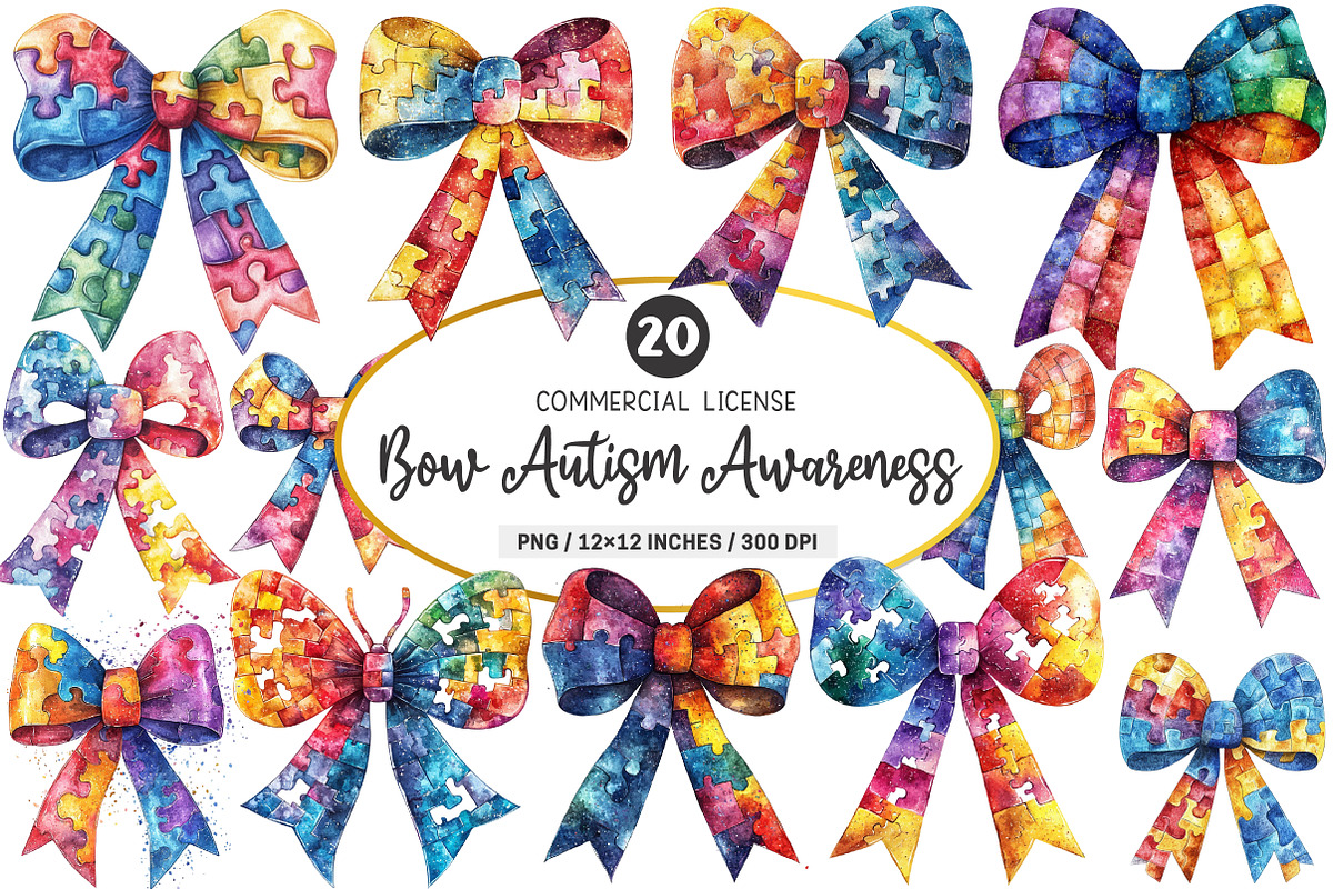 Bow Autism Awareness Png, an Illustration by SinaCreation (Photo 1 of 5)