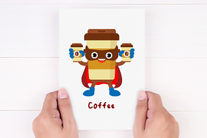 Funny Super Coffee Cup Clipart